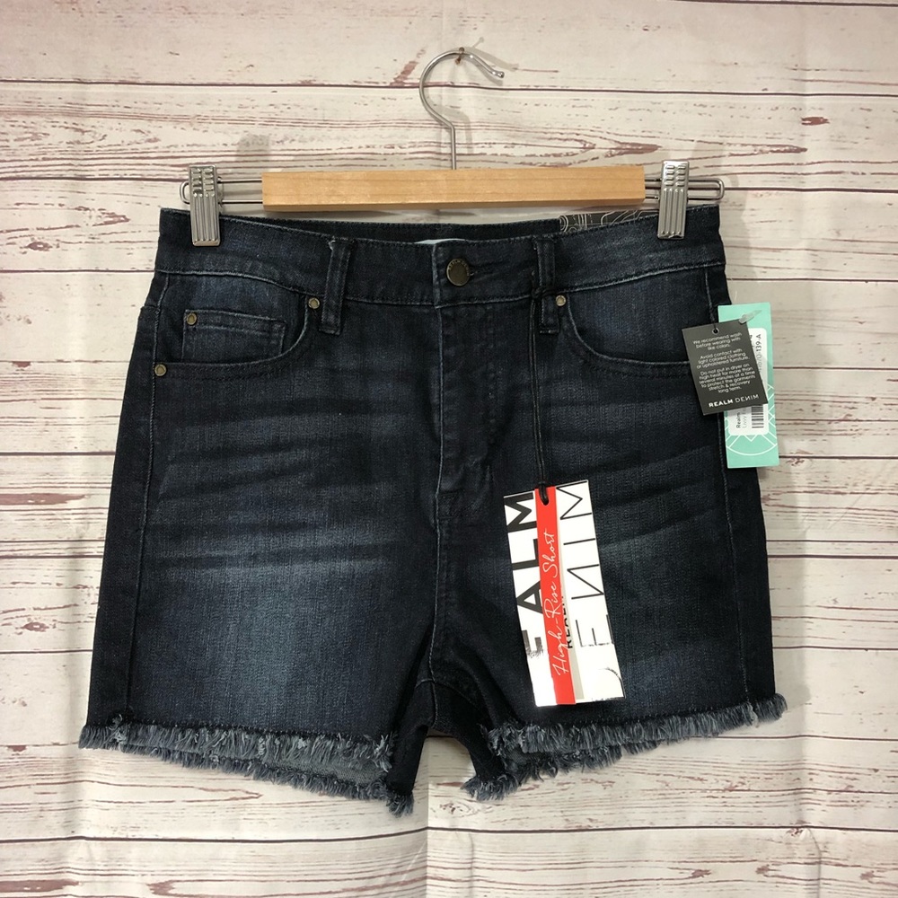 Stitch Fix Realm Dark Wash Frayed Jean Shorts NWT